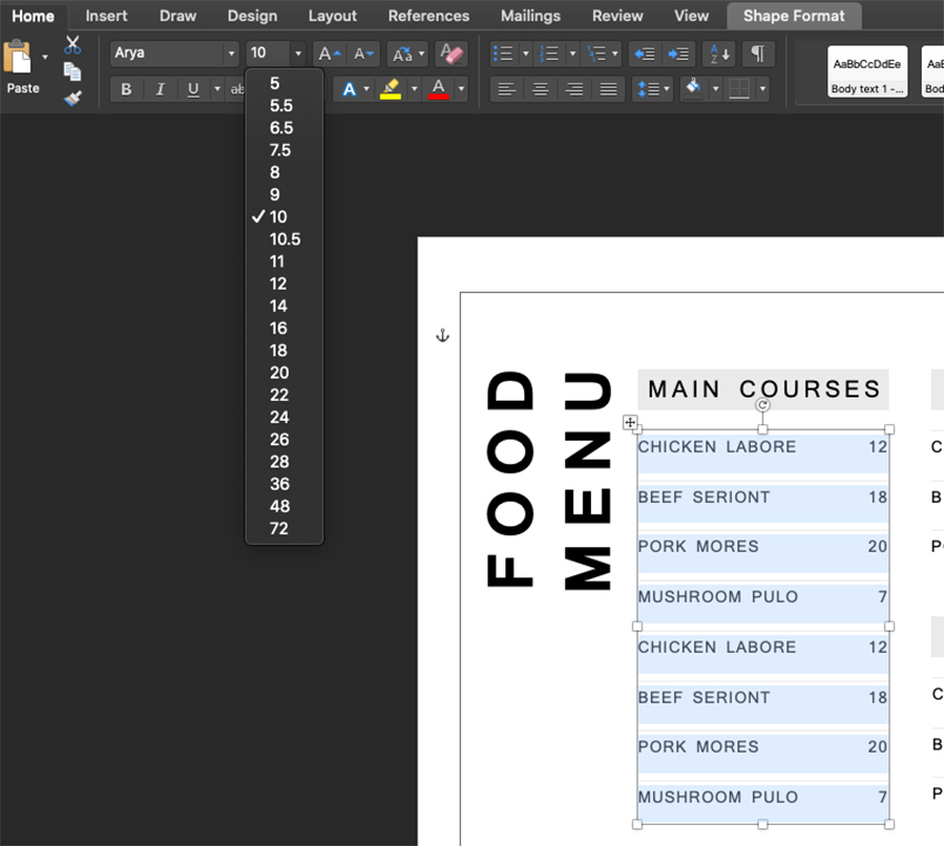 How to Create a Restaurant Menu in Microsoft Word 2024?